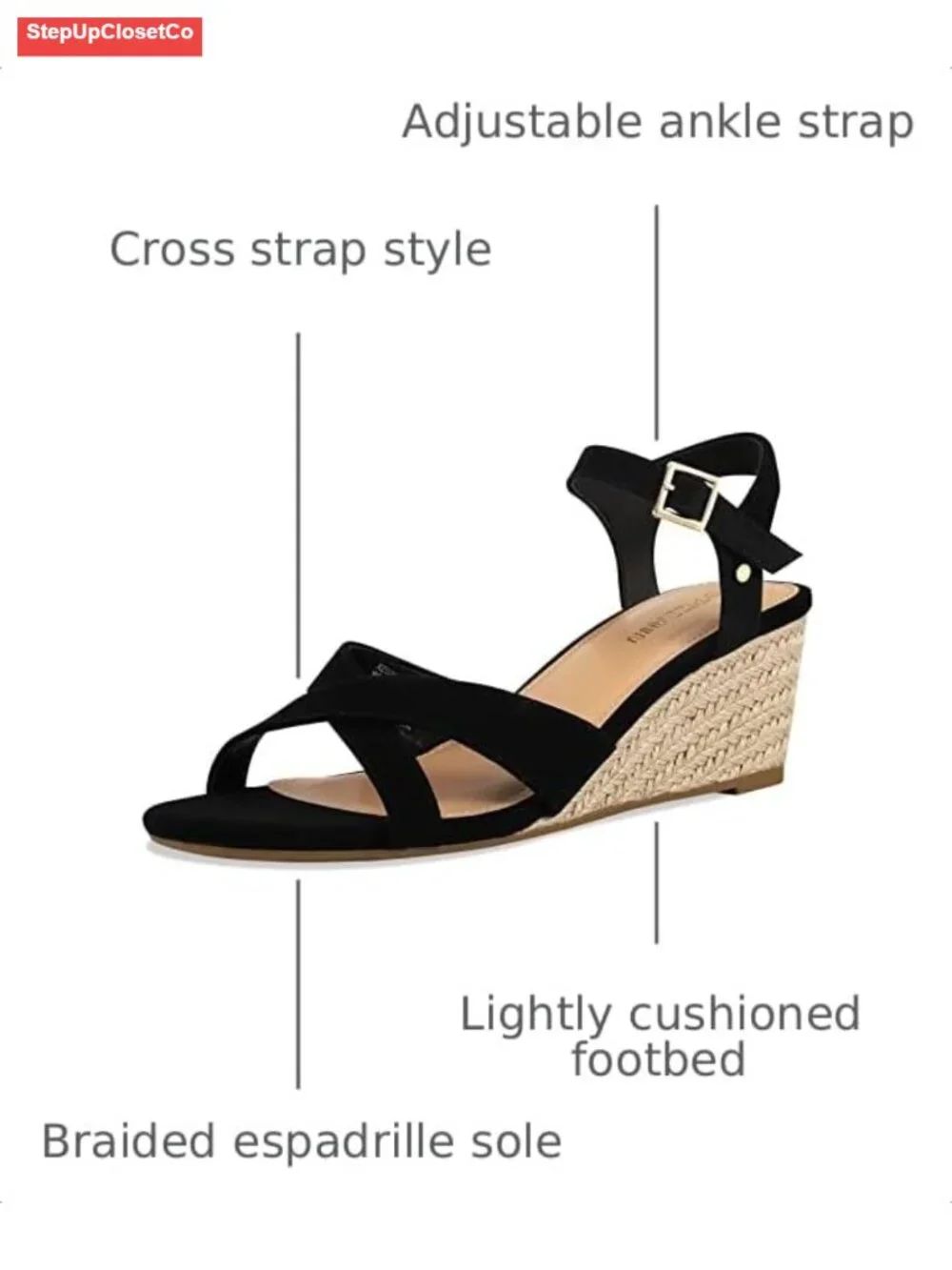 Women's Wedge Sandals Ankle Strap Espadrille Open Toe Low Heel